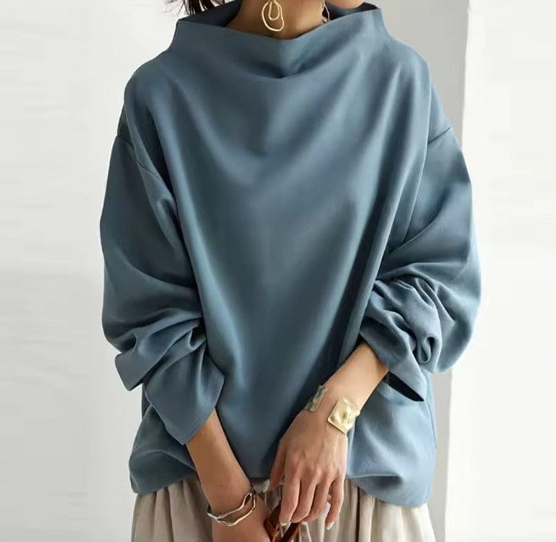 Evelyn Women's High-Neck Knit Sweater – Soft and Comfortable Top