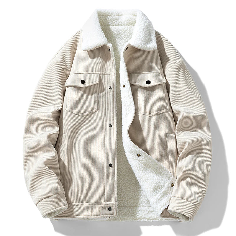 Darian Men's Sherpa-Lined Corduroy Jacket – Cozy Cotton Winter Outerwear