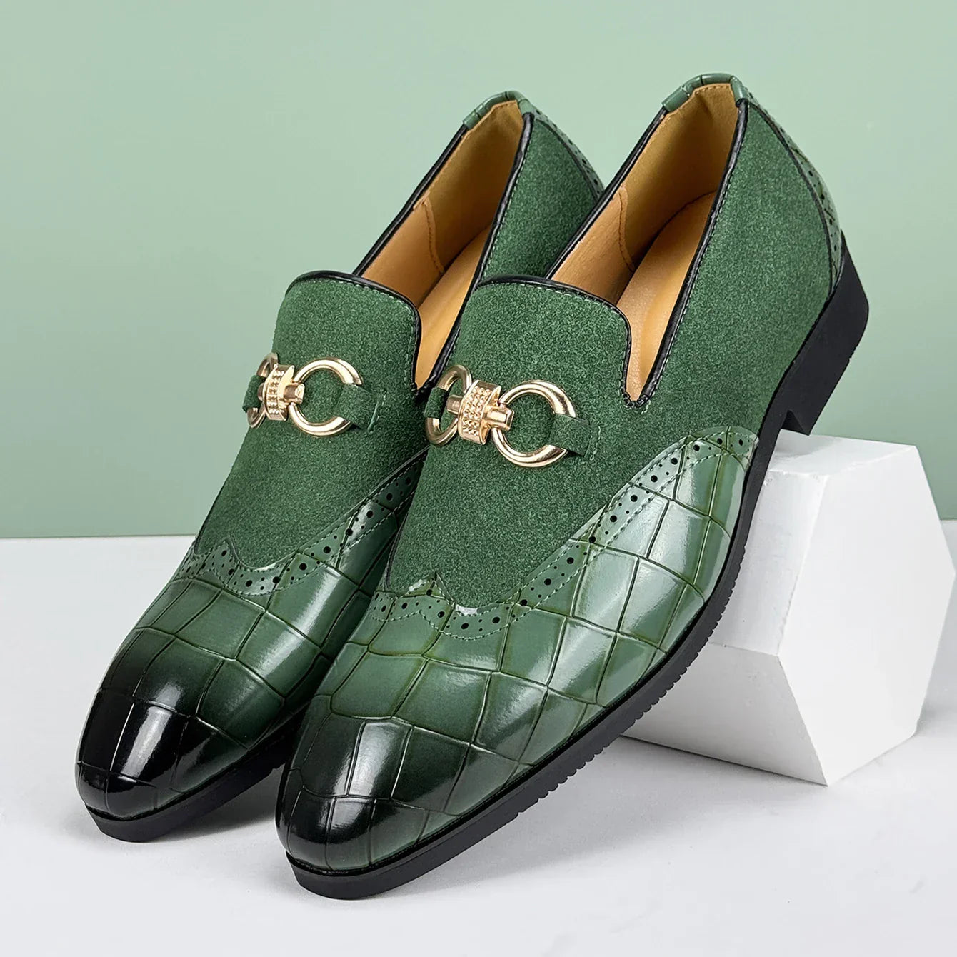 Easton Men's Genuine Leather and Suede Slip-On Loafers – Dress Shoes