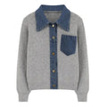 Erin Women's Knit Pullover Sweater with Denim Trim