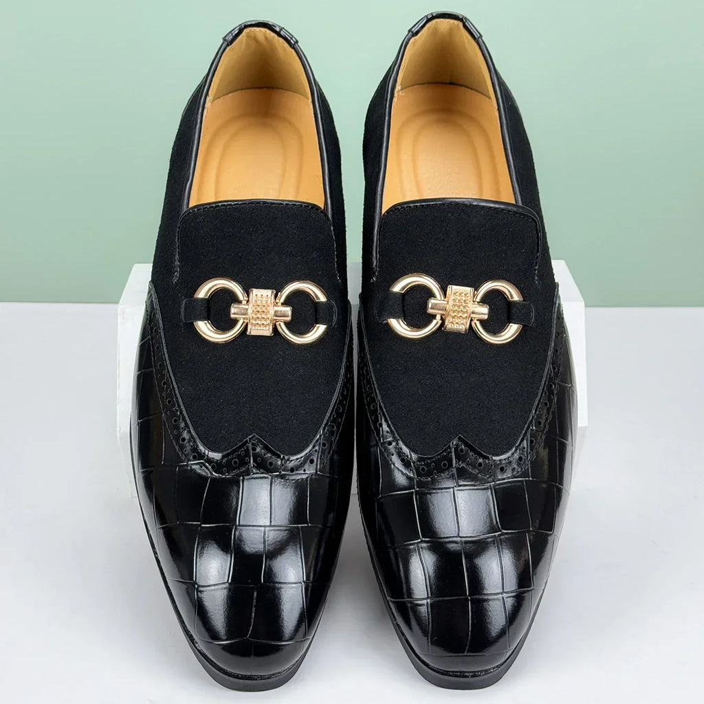 Easton Men's Genuine Leather and Suede Slip-On Loafers – Dress Shoes