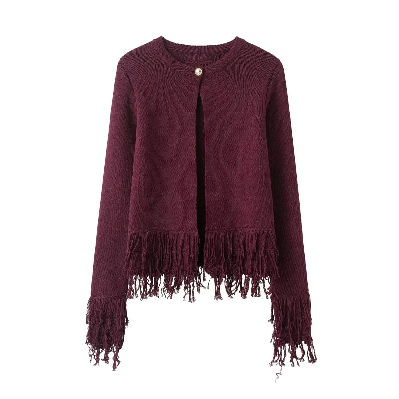 Carina Women's Fringe Style Knit Cardigan – Structured Silhouette