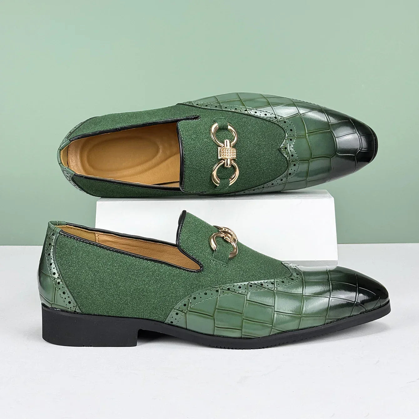 Easton Men's Genuine Leather and Suede Slip-On Loafers – Dress Shoes