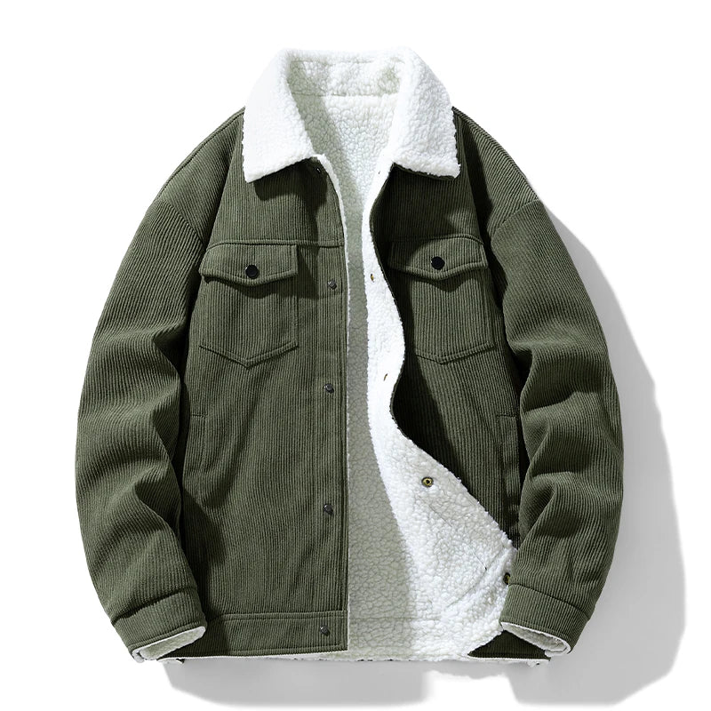 Darian Men's Sherpa-Lined Corduroy Jacket – Cozy Cotton Winter Outerwear