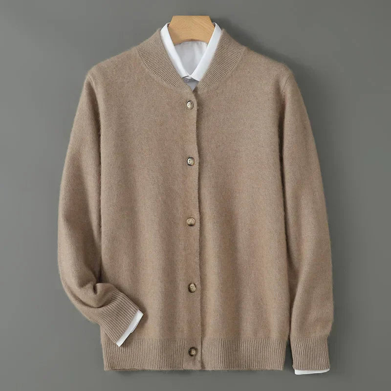 Frostan Men's Lightweight Brushed Knit Cashmere Cardigan with Button-Up Design
