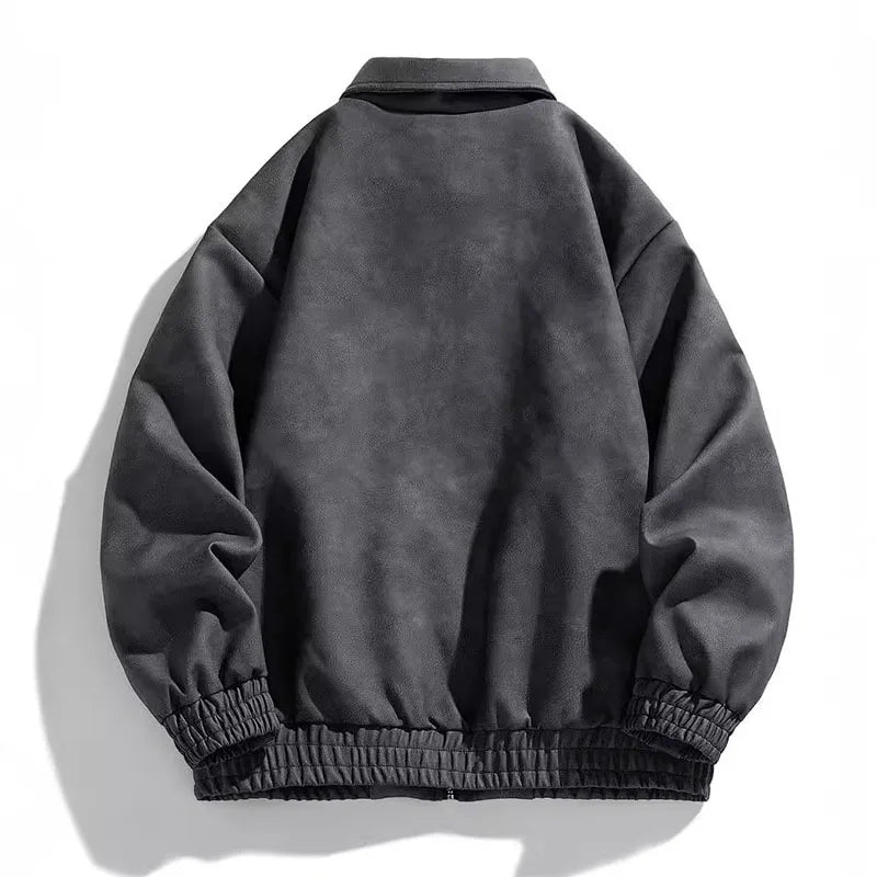 Bryan Men's Suede-Style Bomber Jacket – Zip Closure & Relaxed Fit