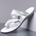 Arman Leather Slide Sandals Modern Toe Post Casual Footwear
