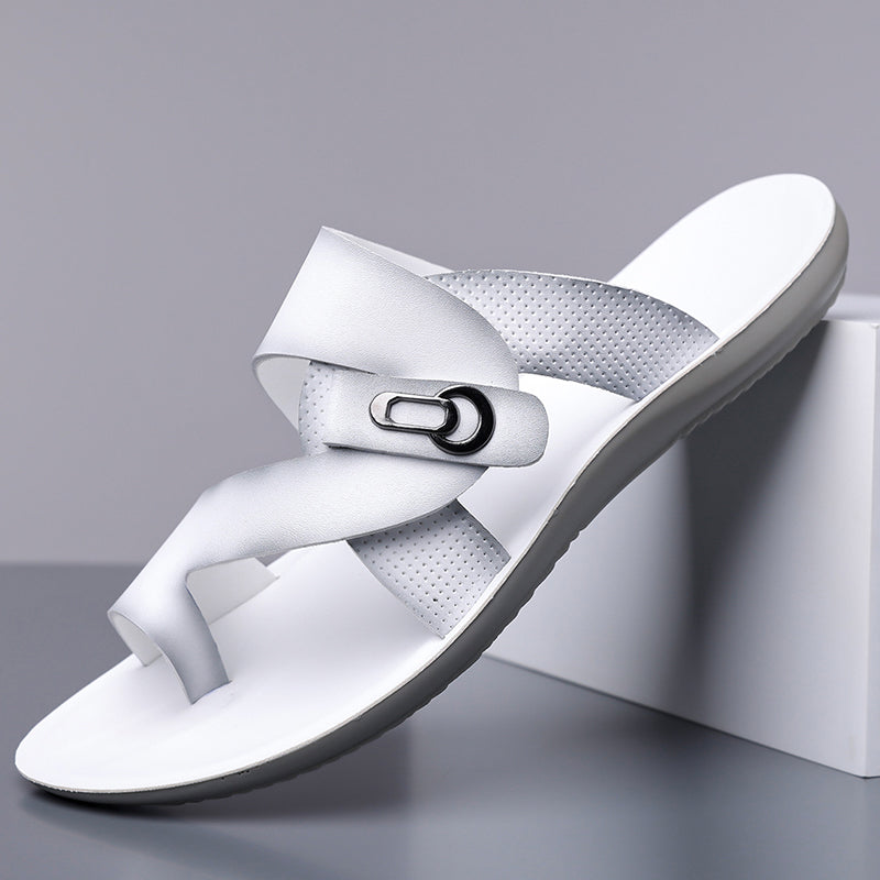 Arman Leather Slide Sandals Modern Toe Post Casual Footwear