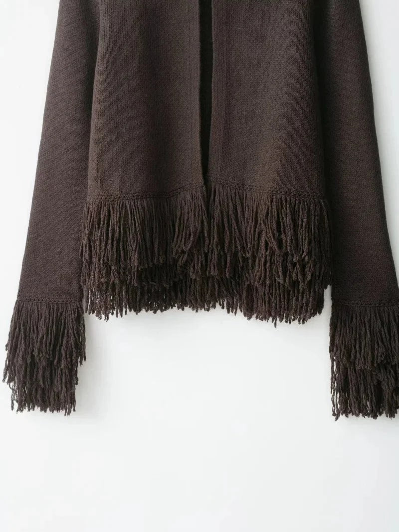 Carina Women's Fringe Style Knit Cardigan – Structured Silhouette