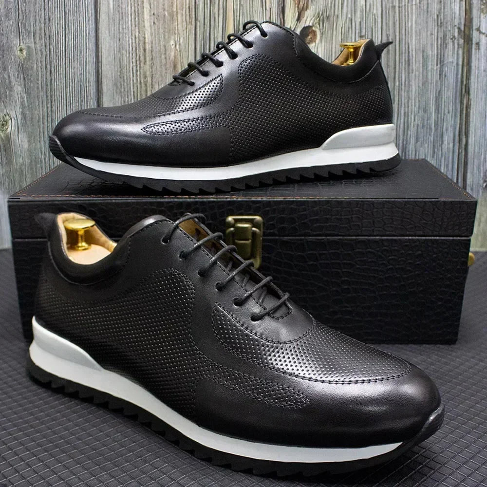 Fabrizio Men's Italian Leather Sneakers – Cushioned Interior Trainers