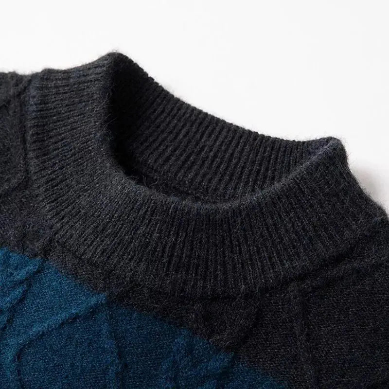 Philippe Wool Blend Sweater – Jacquard Stripe Crew Neck Pullover