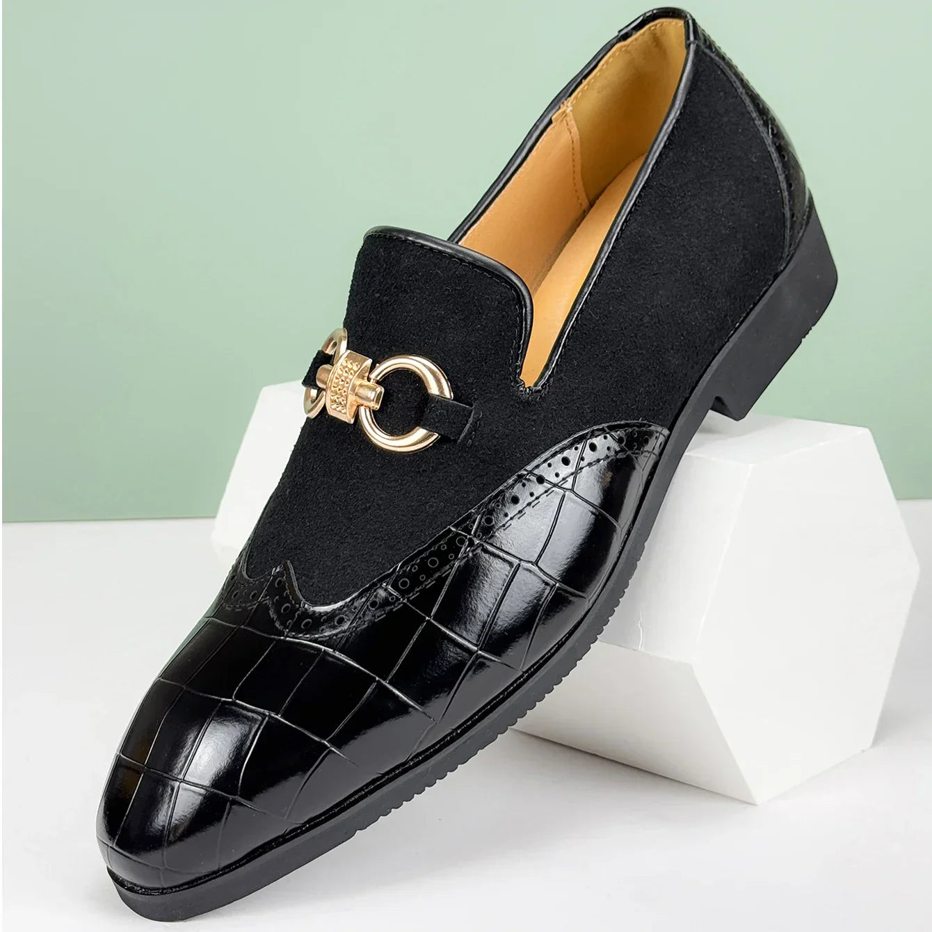 Easton Men's Genuine Leather and Suede Slip-On Loafers – Dress Shoes