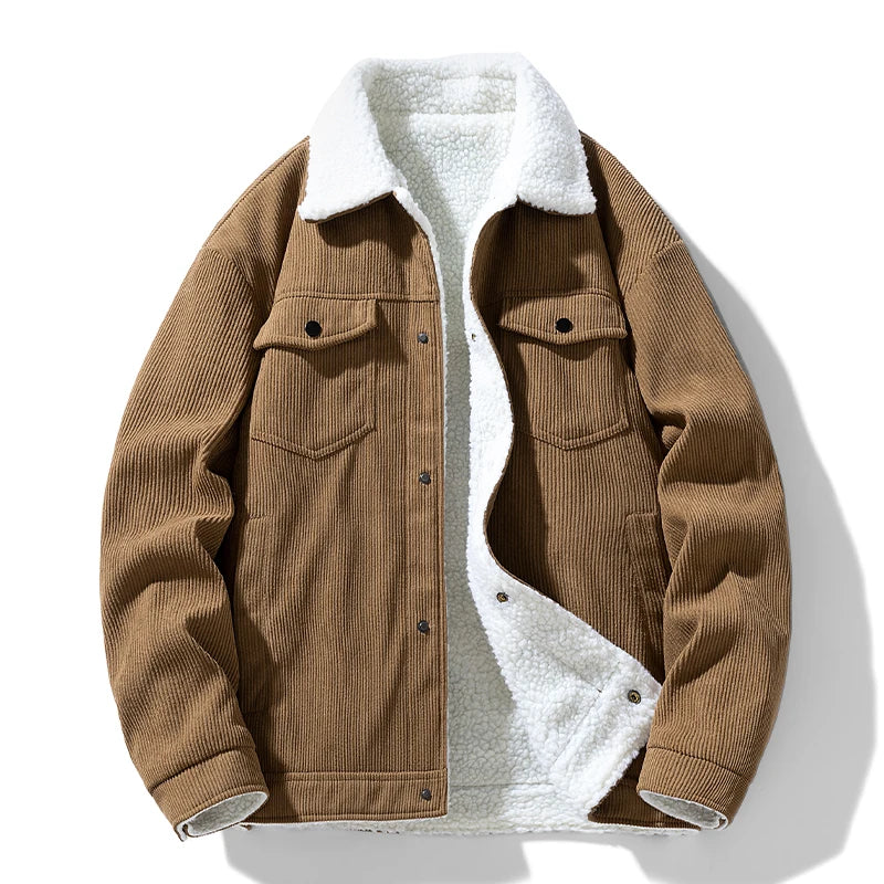 Darian Men's Sherpa-Lined Corduroy Jacket – Cozy Cotton Winter Outerwear