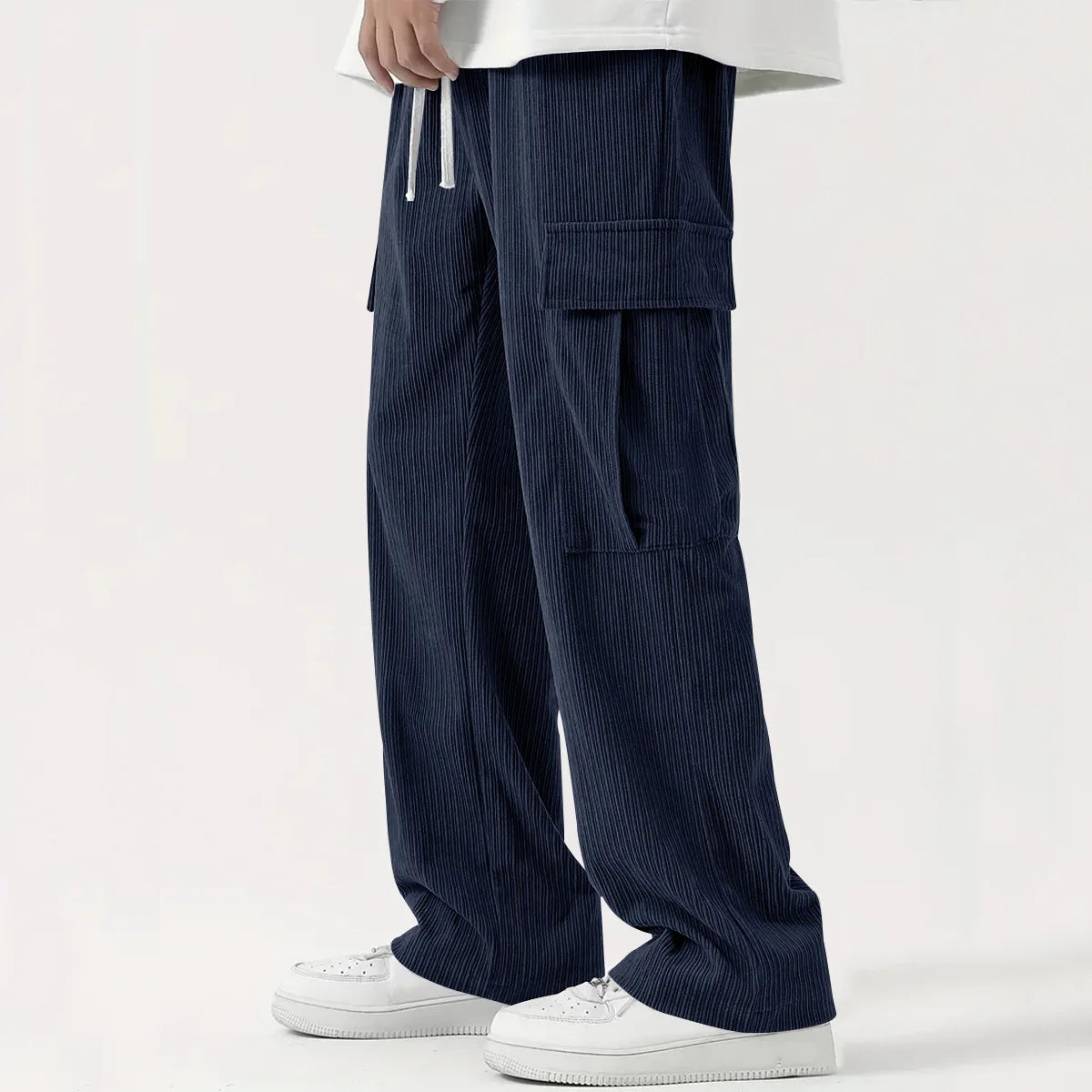 Matteo Corduroy Cargo Pants – Relaxed Wide Leg Trousers