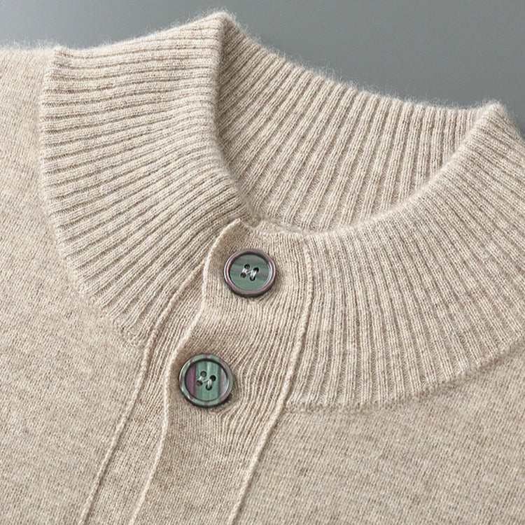 Daris Men's Tailored Cashmere Cardigan with Structured Collar and Button-Up Design