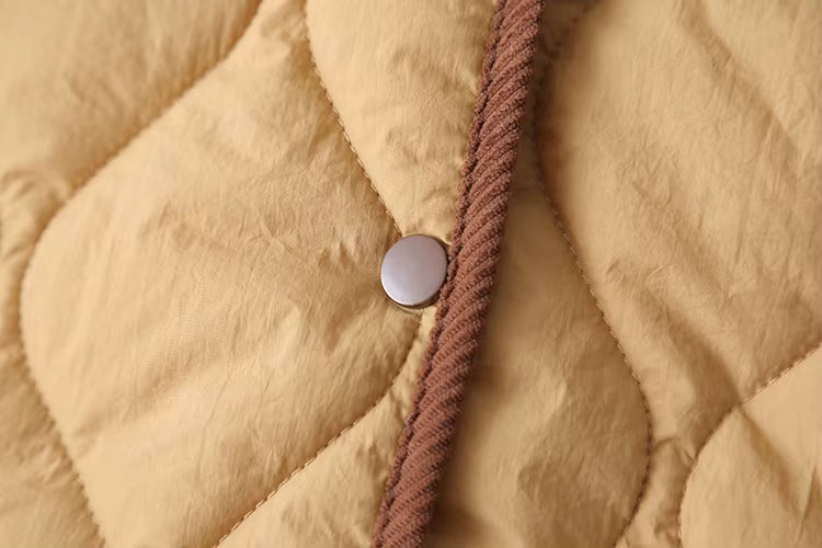 Elara Women's Lightweight Quilted Jacket with Button-Up Front – Soft Cotton-Nylon Shell
