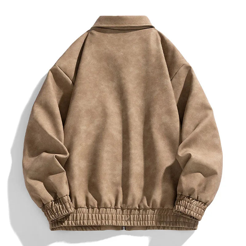 Bryan Men's Suede-Style Bomber Jacket – Zip Closure & Relaxed Fit