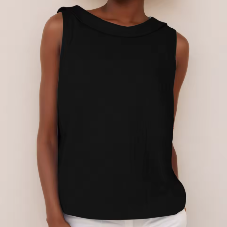 Eloisa Sleeveless Linen Blouse – Roll Collar Breathable Summer Top