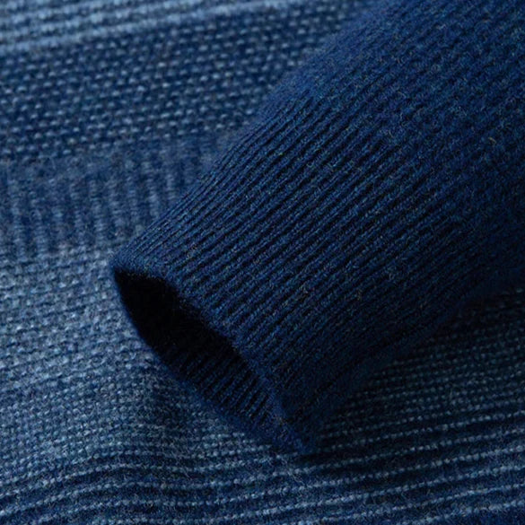 Aspen Men's Pure Wool Sweater – Gradient Stripe Pattern