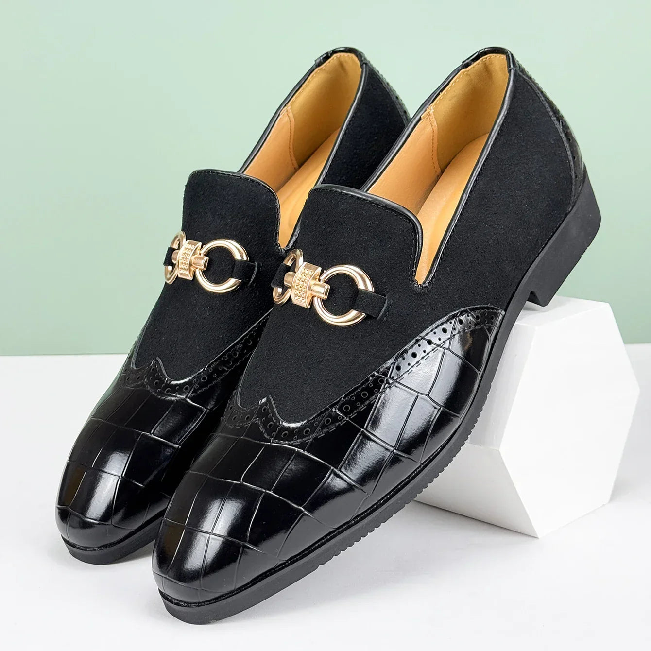 Easton Men's Genuine Leather and Suede Slip-On Loafers – Dress Shoes