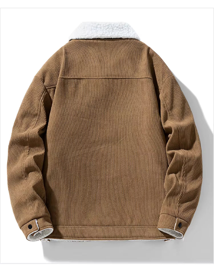Darian Men's Sherpa-Lined Corduroy Jacket – Cozy Cotton Winter Outerwear