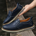 Elias Men's Genuine Leather Slip-On Loafers with Cushioned Comfort