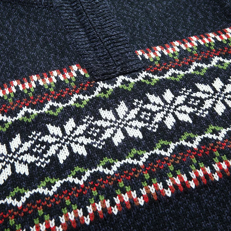 Cris Men's Wool-Blend Quarter-Zip Christmas Sweater with Festive Pattern