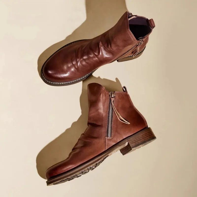 Garnette Leather Chelsea Boots – Classic Side Zip Dress Boots