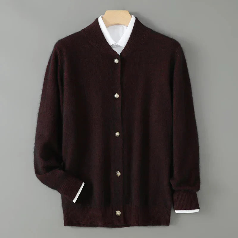 Frostan Men's Lightweight Brushed Knit Cashmere Cardigan with Button-Up Design