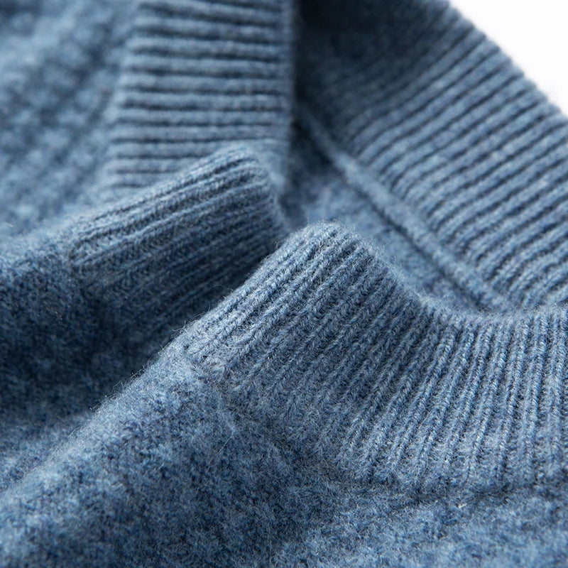 Aspen Men's Pure Wool Sweater – Gradient Stripe Pattern