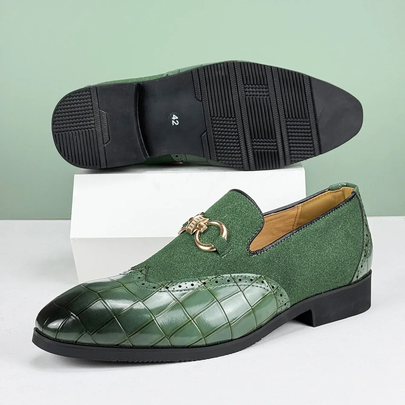 Easton Men's Genuine Leather and Suede Slip-On Loafers – Dress Shoes