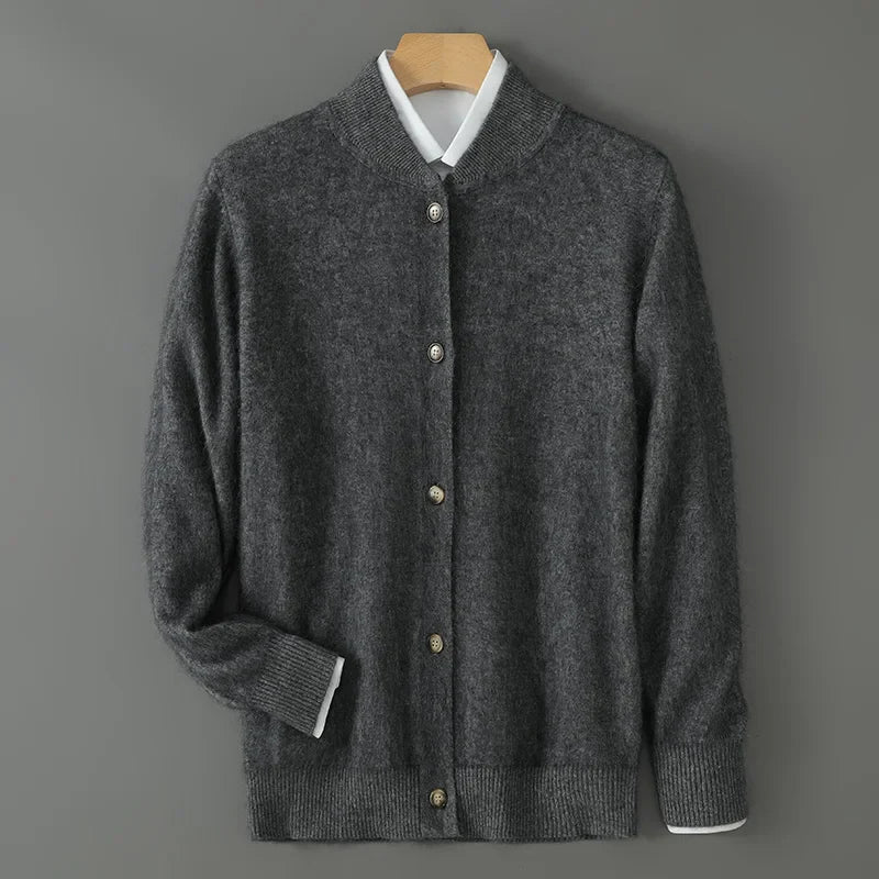Frostan Men's Lightweight Brushed Knit Cashmere Cardigan with Button-Up Design