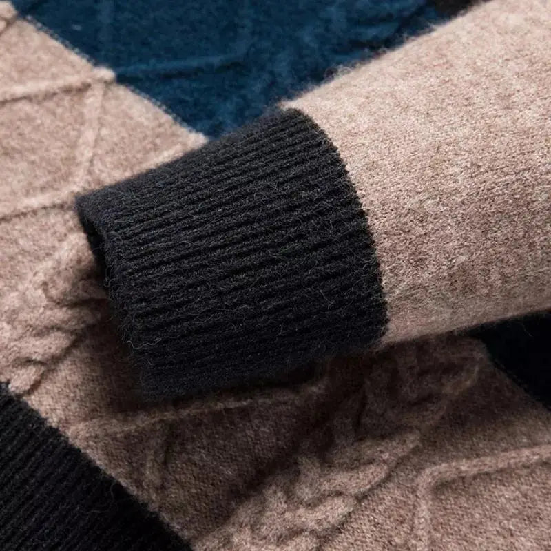 Philippe Wool Blend Sweater – Jacquard Stripe Crew Neck Pullover