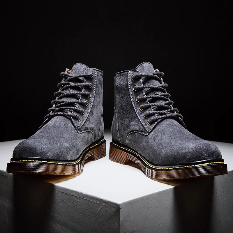 Bennetton Men's Lace-Up Suede Boots with Cushioned Insole & Durable Outsole