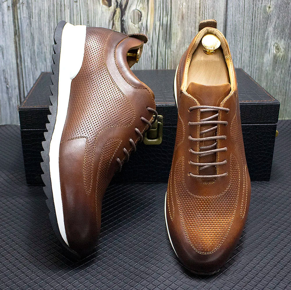 Fabrizio Men's Italian Leather Sneakers – Cushioned Interior Trainers