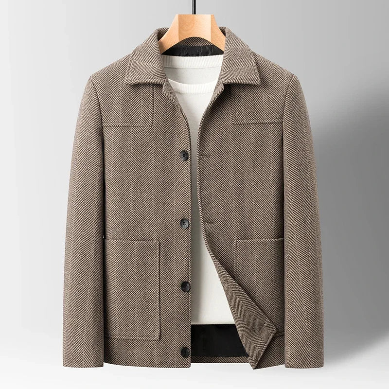 Blake Tailored Fit Herringbone Wool Coat - Superior Warmth
