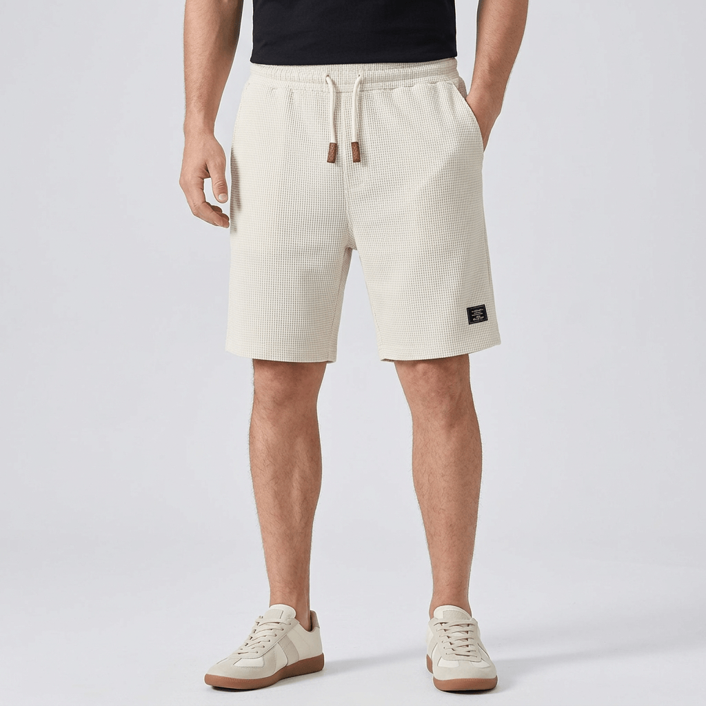 Matteo Elastic Waist Summer Shorts – Lightweight Waffle Knit Casual Fit Fit