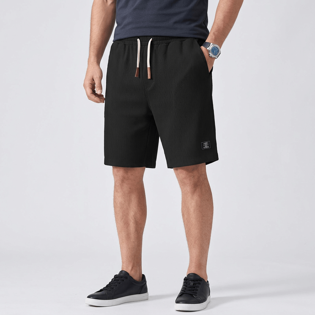 Matteo Elastic Waist Summer Shorts – Lightweight Waffle Knit Casual Fit Fit