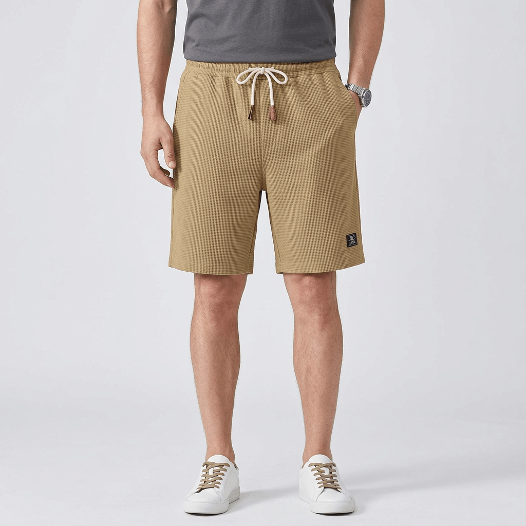 Matteo Elastic Waist Summer Shorts – Lightweight Waffle Knit Casual Fit Fit