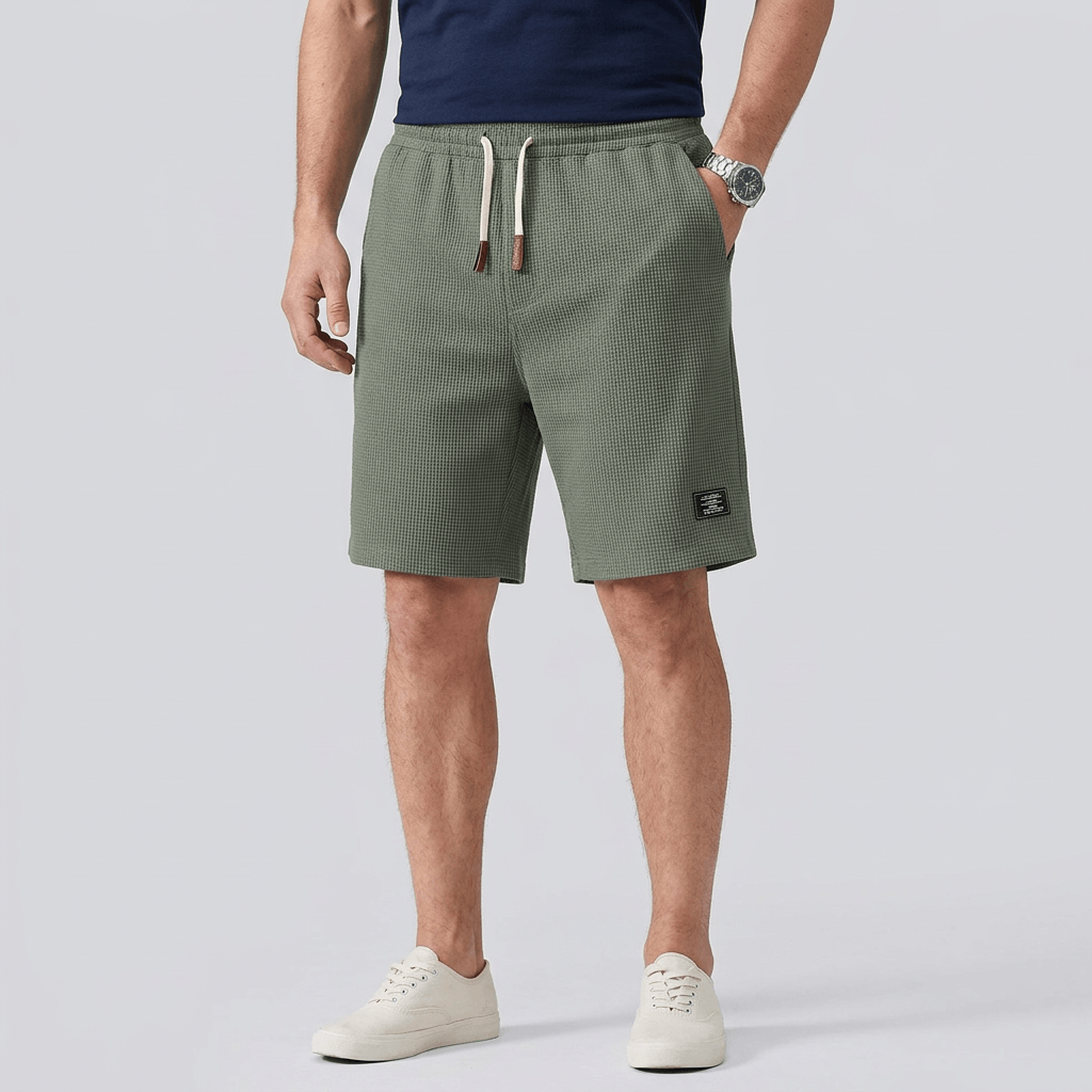 Matteo Elastic Waist Summer Shorts – Lightweight Waffle Knit Casual Fit Fit