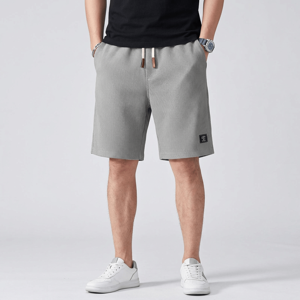 Matteo Elastic Waist Summer Shorts – Lightweight Waffle Knit Casual Fit Fit