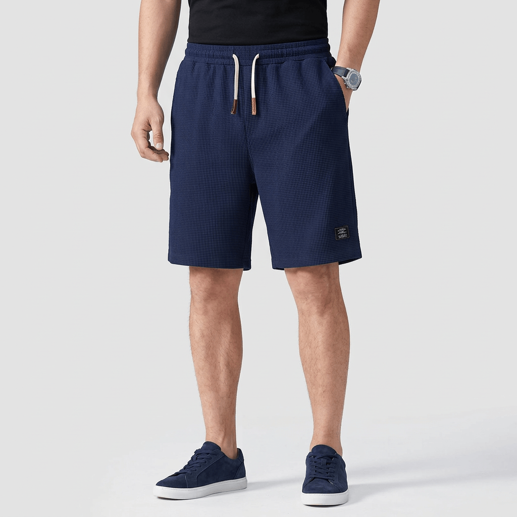 Matteo Elastic Waist Summer Shorts – Lightweight Waffle Knit Casual Fit Fit