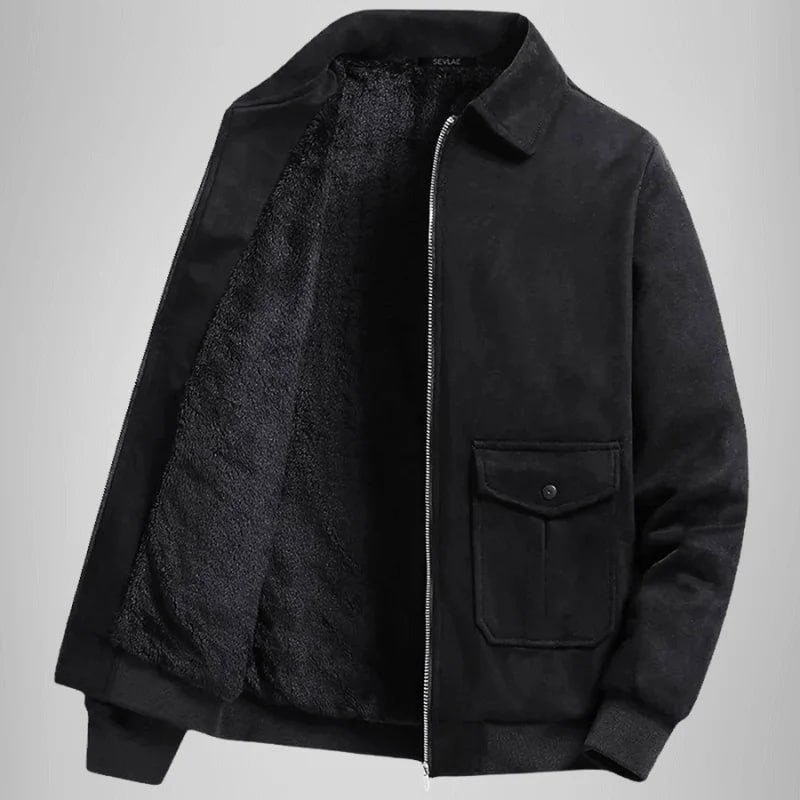 Brando Men's Suede Leather Bomber Jacket with Cozy Sherpa Lining