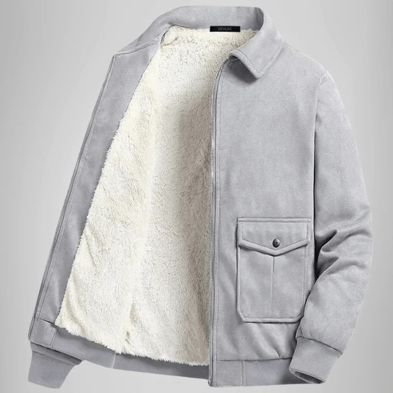 Brando Men's Suede Leather Bomber Jacket with Cozy Sherpa Lining