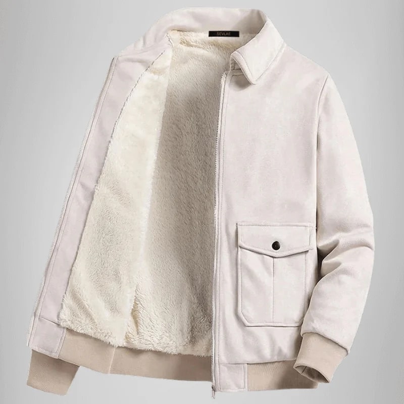 Brando Men's Suede Leather Bomber Jacket with Cozy Sherpa Lining