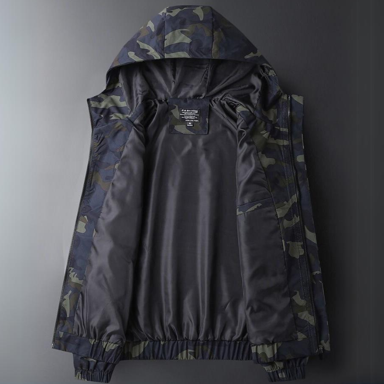 Danilo Men's Lightweight Camo Windbreaker with Water-Resistant Shell