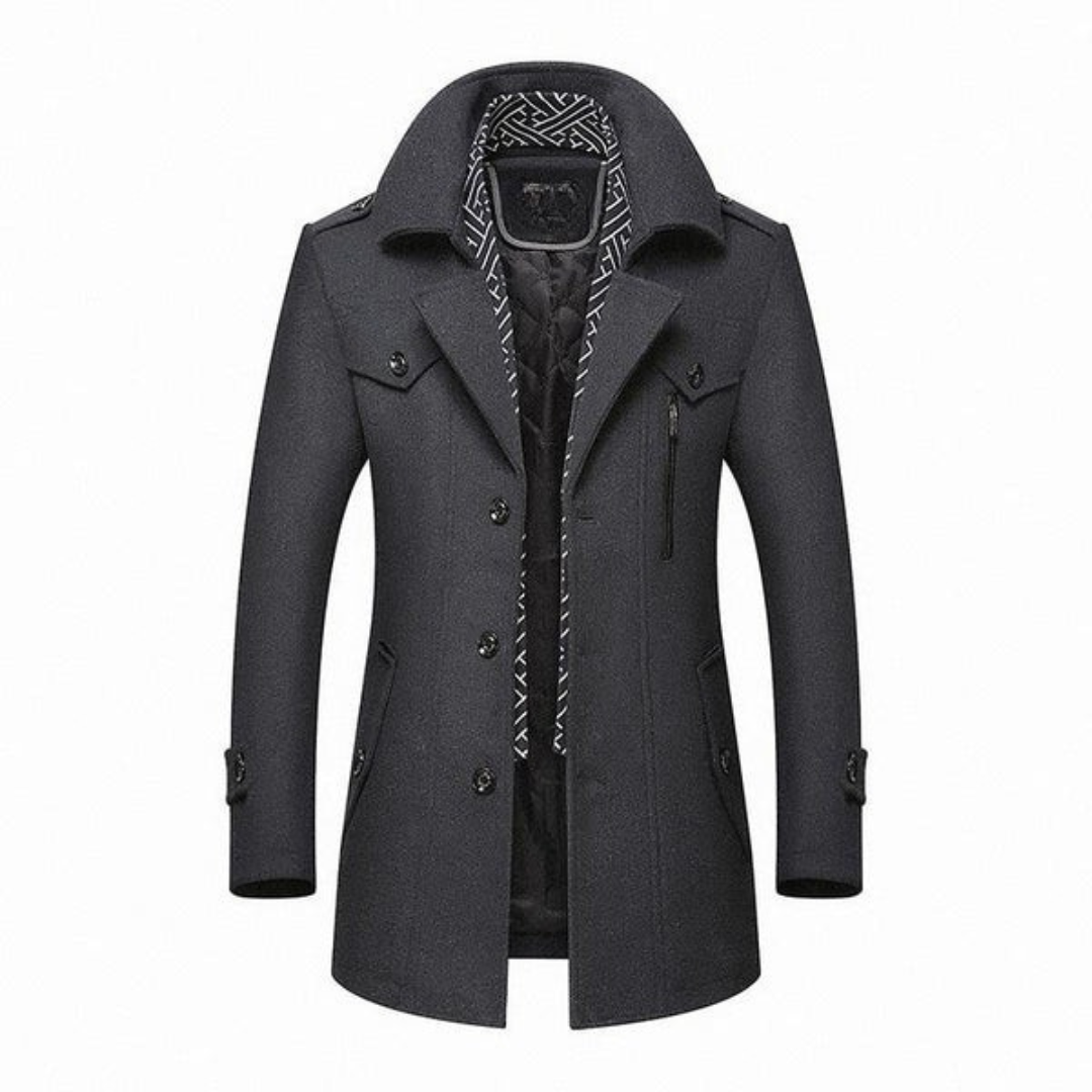 Finn Men's Wool Winter Coat – Classic Fit Tailored Longline Overcoat