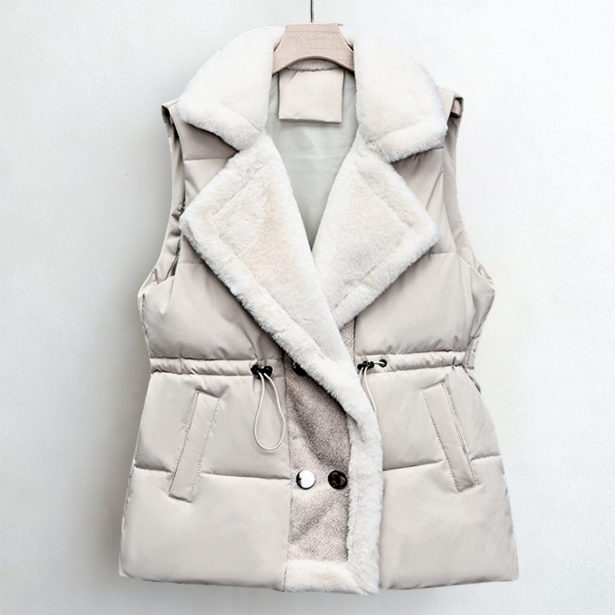 Florabell Women's Fleece Vest – Cozy Sherpa Collar & Customizable Waist