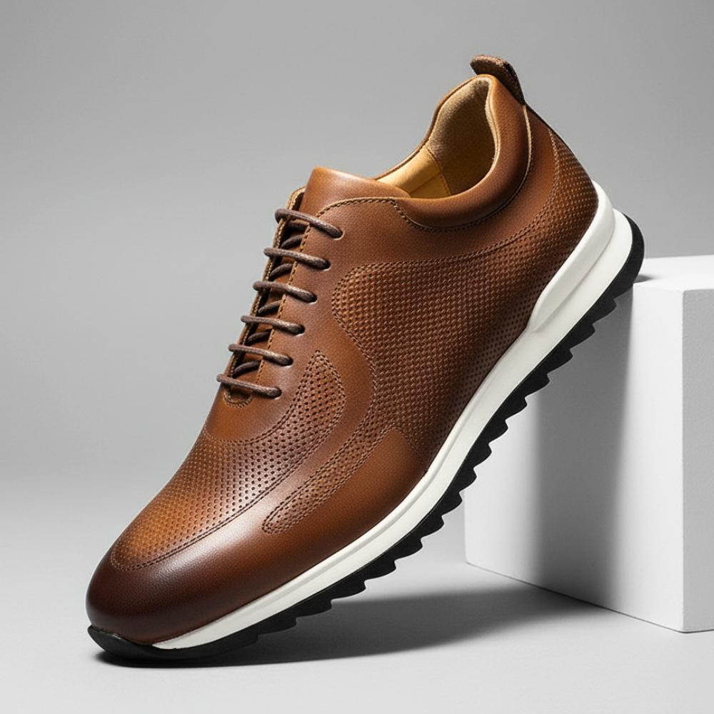 Fabrizio Men's Italian Leather Sneakers – Cushioned Interior Trainers