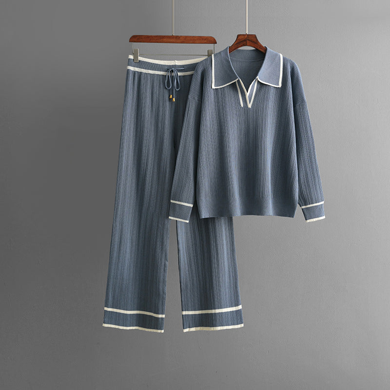 Aurora Viscose Knit Matching Set – Cozy Sweater and Wide-Leg Pants